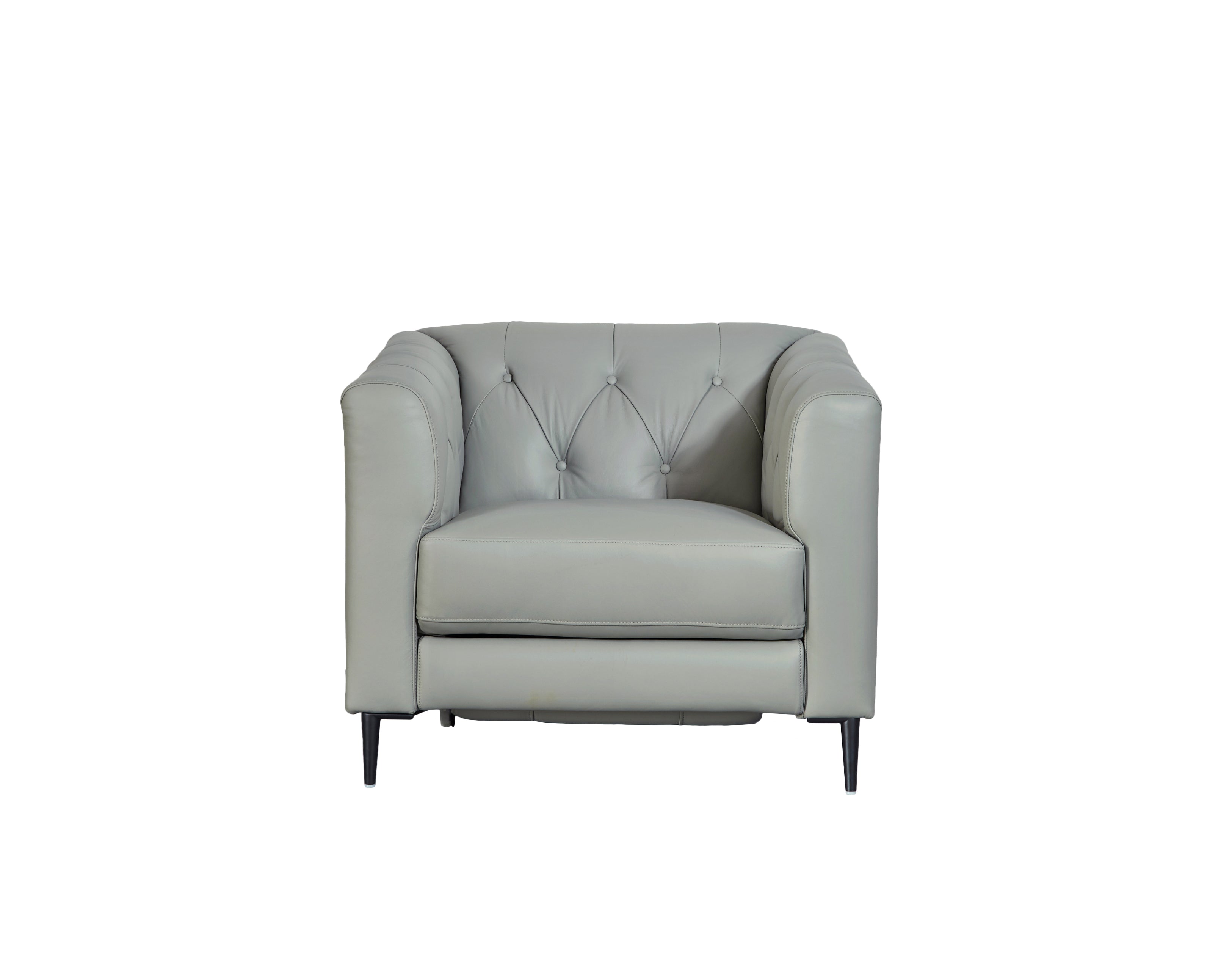 Ella Leather Power Sofa Collection, Silver Gray